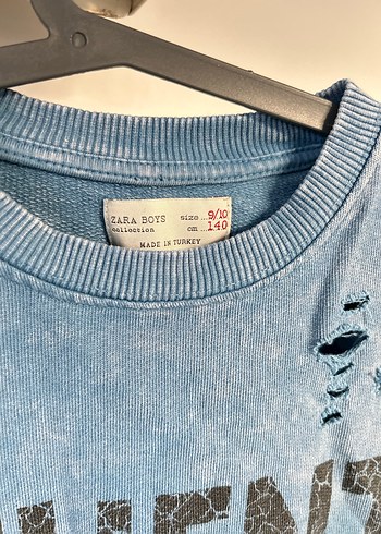 Zara 9/10 yaş Erkek Çocuk Mavi Denim Sweatshirt - Görsel 3