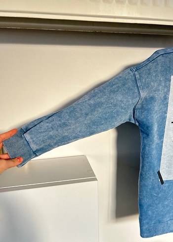 Zara 9/10 yaş Erkek Çocuk Mavi Denim Sweatshirt - Görsel 11