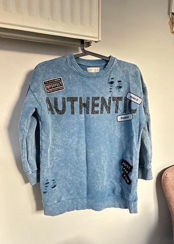 Zara 9/10 yaş Erkek Çocuk Mavi Denim Sweatshirt - Görsel 9