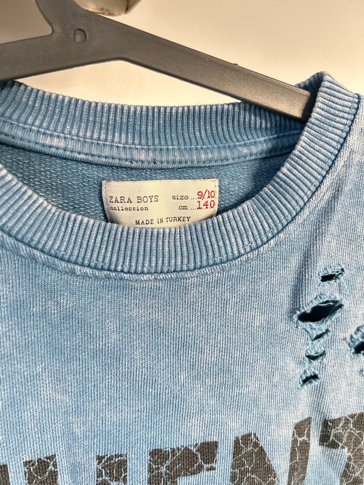 Zara 9/10 yaş Erkek Çocuk Mavi Denim Sweatshirt - Görsel 3