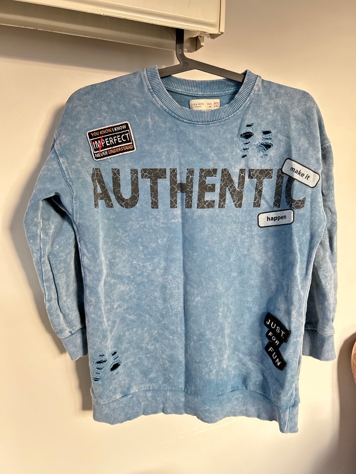 Zara 9/10 yaş Erkek Çocuk Mavi Denim Sweatshirt - Görsel 2