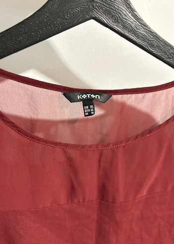 Koton marka 38 beden Bordo Kısa Kollu Salaş Bluz - Görsel 2