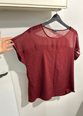 Koton marka 38 beden Bordo Kısa Kollu Salaş Bluz - Görsel 3
