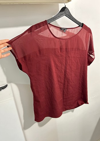 Koton marka 38 beden Bordo Kısa Kollu Salaş Bluz - Görsel 8
