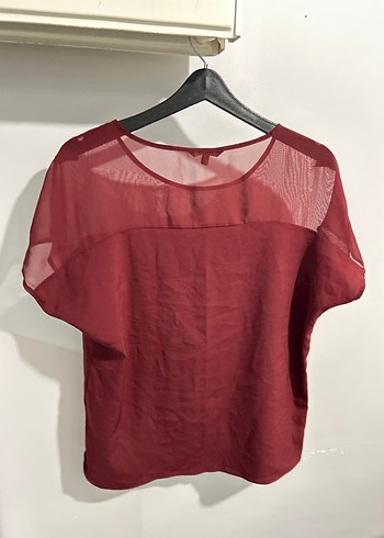 Koton marka 38 beden Bordo Kısa Kollu Salaş Bluz - Görsel 7