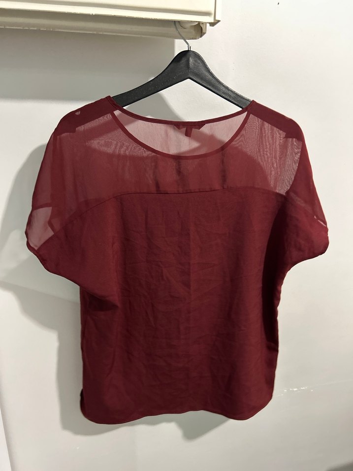 Koton marka 38 beden Bordo Kısa Kollu Salaş Bluz - Görsel 5