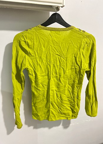 Yeşil üstü taşlı Nakışlı Uzun Kollu Bohem Bluz - Görsel 7