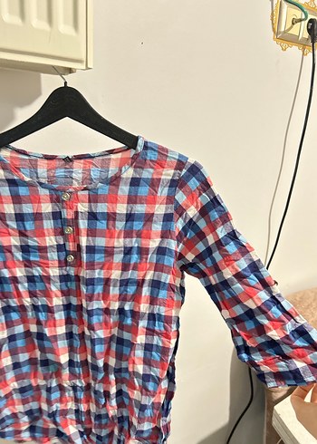 Kadın 44 beden Çok Renkli Pamuklu Düğmeli Gömlek - Görsel 6