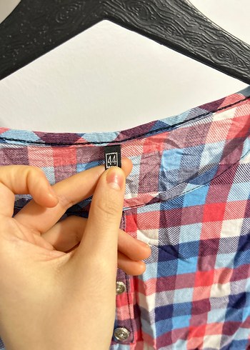 Kadın 44 beden Çok Renkli Pamuklu Düğmeli Gömlek - Görsel 5