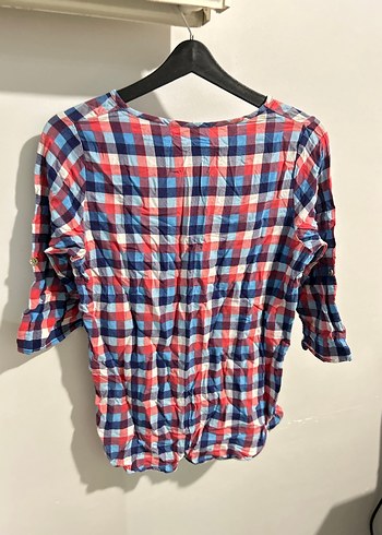 Kadın 44 beden Çok Renkli Pamuklu Düğmeli Gömlek - Görsel 3