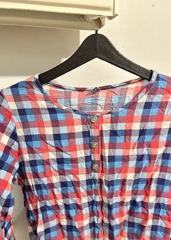 Kadın 44 beden Çok Renkli Pamuklu Düğmeli Gömlek - Görsel 2