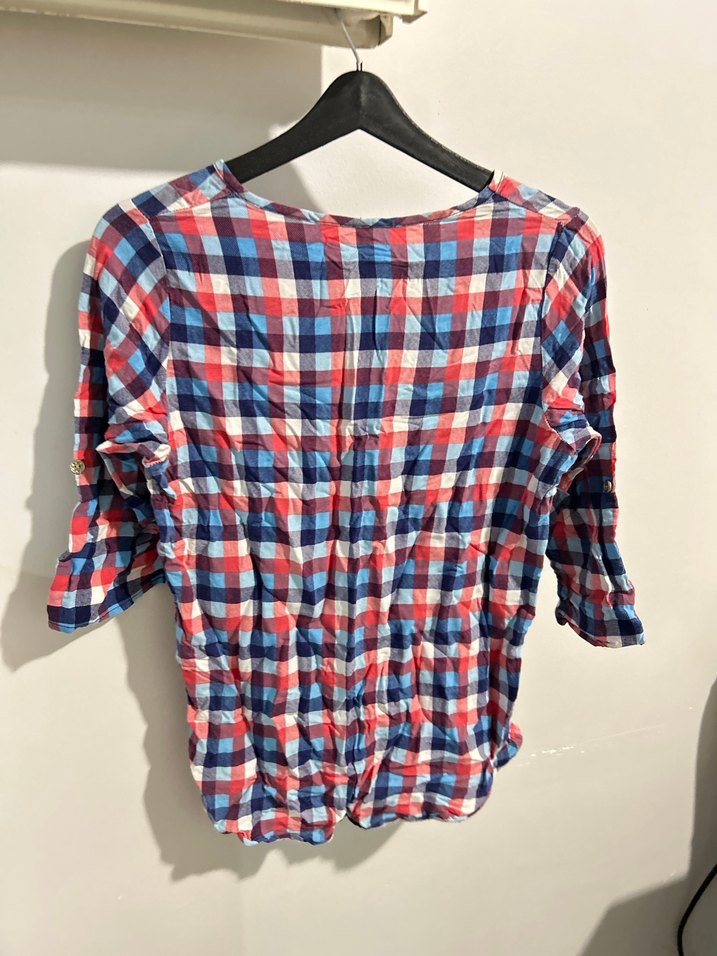 Kadın 44 beden Çok Renkli Pamuklu Düğmeli Gömlek - Görsel 3