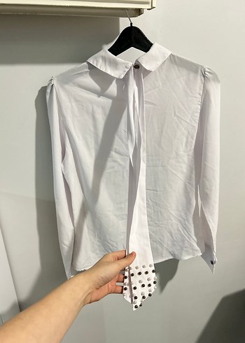 38 beden Dantel Detaylı Beyaz Kadın Gömlek - Görsel 10