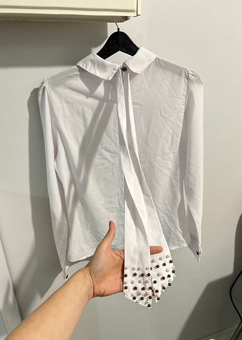 38 beden Dantel Detaylı Beyaz Kadın Gömlek - Görsel 9