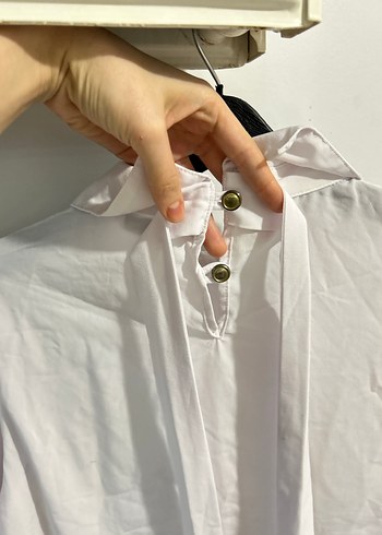 38 beden Dantel Detaylı Beyaz Kadın Gömlek - Görsel 13