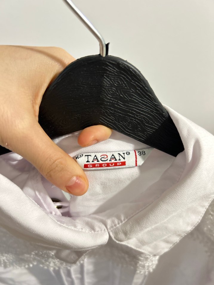 38 beden Dantel Detaylı Beyaz Kadın Gömlek - Görsel 5