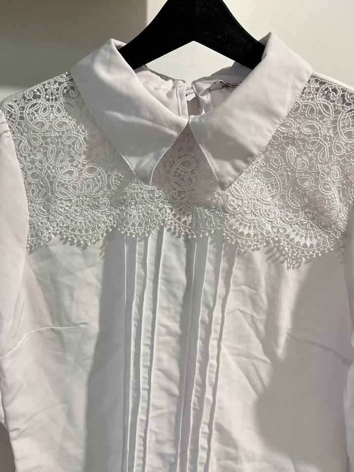 38 beden Dantel Detaylı Beyaz Kadın Gömlek - Görsel 2