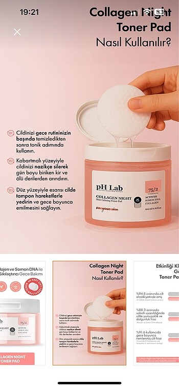 Yves Rocher PH Lab Collagen Night Toner Pad (60?lı)