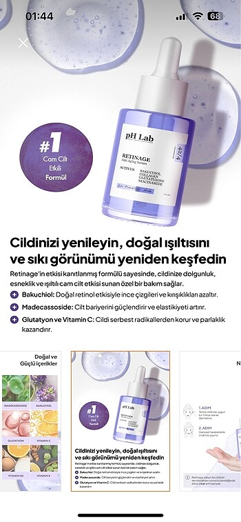 Beden Renk Ph Lab retinage cam cilt etkili yüz serumu