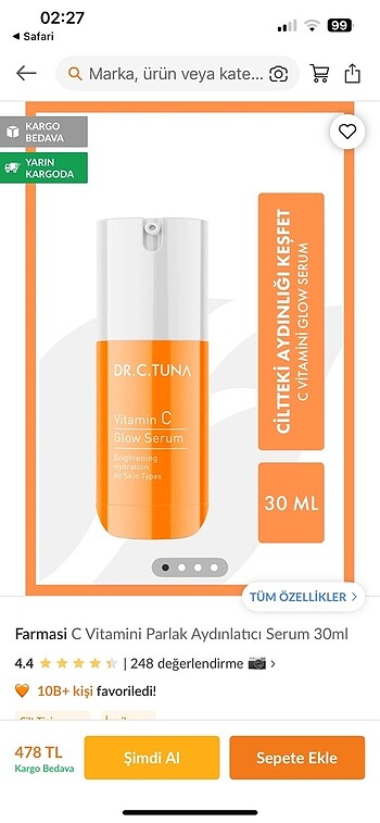 Farmasi C vitamini parlak aydınlatıcı serum