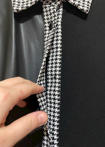 Deri detaylı tunik - Görsel 6