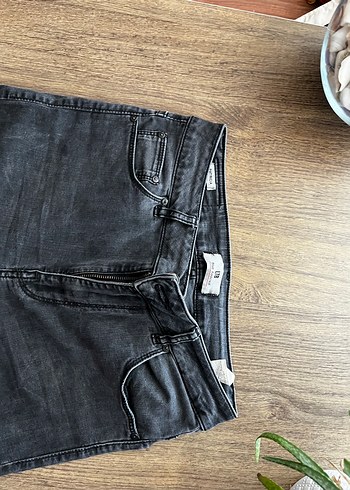 38 Beden gri Renk Gri Kadın Denim Pantolon - Normal Kesim, Tokalı