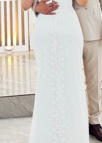 Beyaz V Yaka Balık Gelinlik - Görsel 2