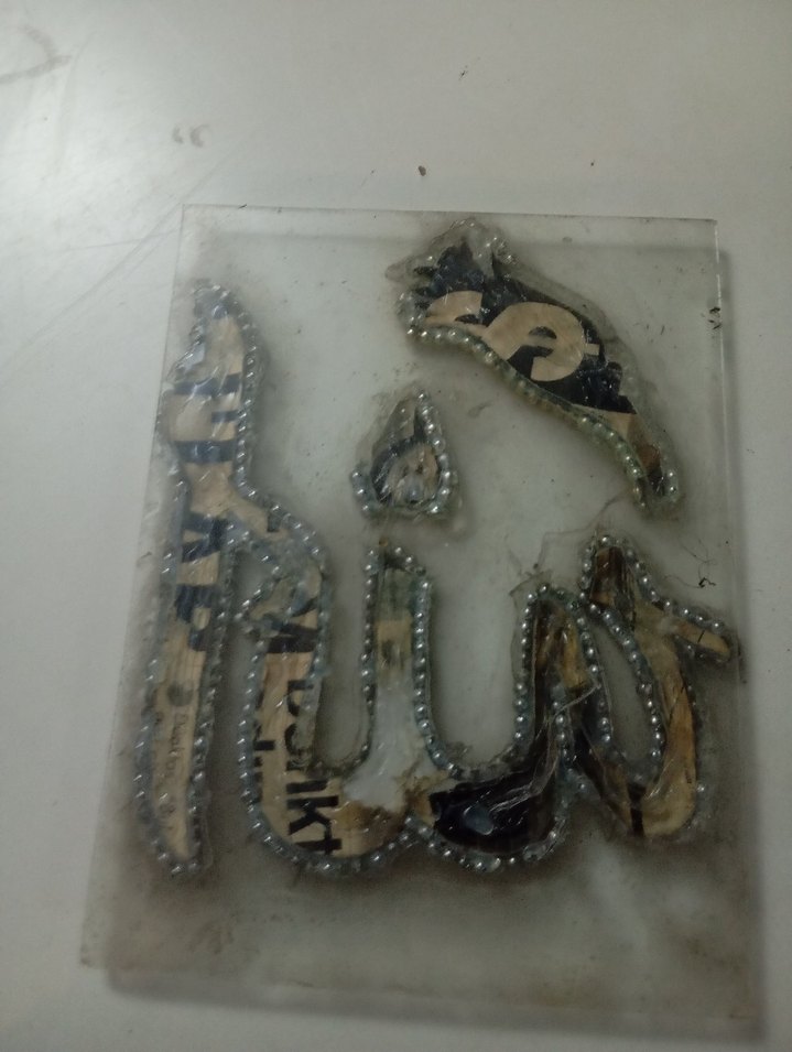 antika cam üzerine Allah yazılı tablo - Görsel 3