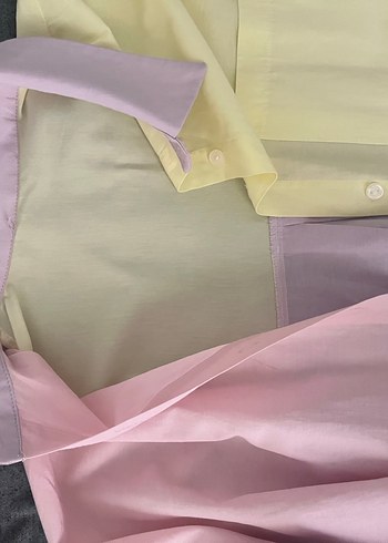 38 Beden Renkli Pastel Uzun Kollu Keten Gömlek