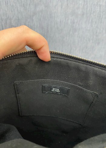  Beden siyah Renk River Island Siyah Gri Deri Kadın Çanta