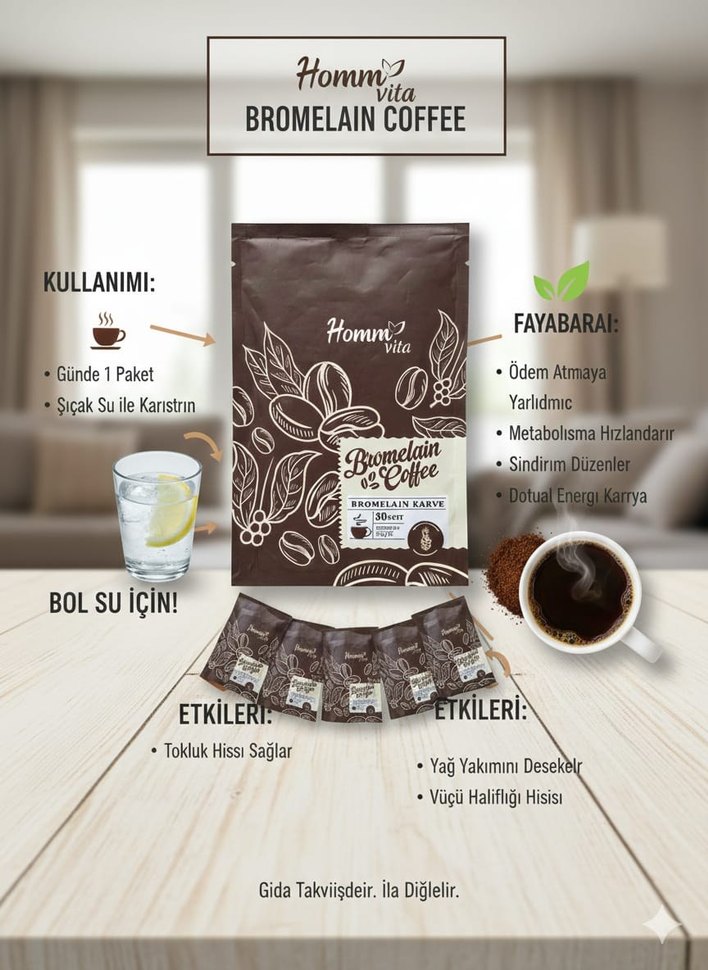 HOMM BİTKİSEL 
Bromelain Kahve Tozu - Görsel 2