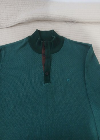 Pierre Cardin Düğmeli Koyu Yeşil Erkek Sweatshirt kazak