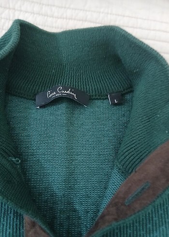 l Beden yeşil Renk Düğmeli Koyu Yeşil Erkek Sweatshirt kazak