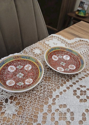 vintage çin tabağı Nakışlı Çok Renkli Geleneksel Tabaklar