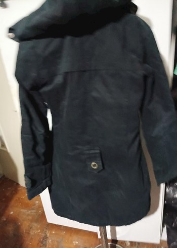 m Beden siyah Renk Düğmeli Siyah Midi Denim Kadın parka