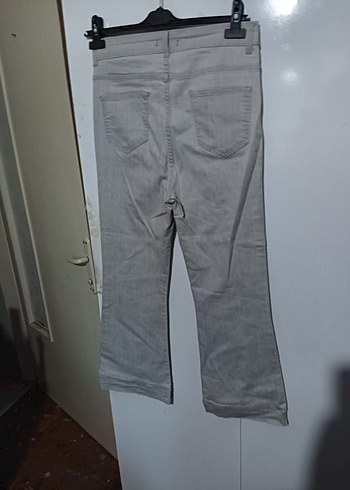 l Beden Bej Midi Denim Kadın Pantolon