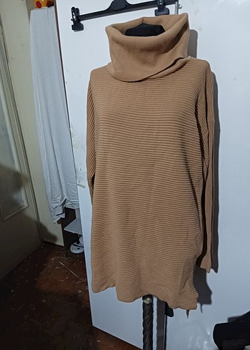 xxl Beden ten rengi Renk Bej Boğazlı Salaş Triko Kadın Kazak