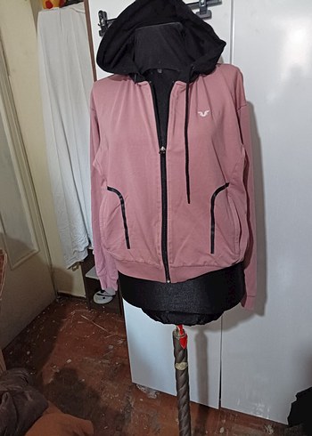 Koyu Pembe Kapüşonlu Kısa Kadın sweatshirt