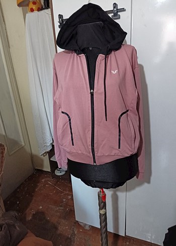 Diğer Koyu Pembe Kapüşonlu Kısa Kadın sweatshirt