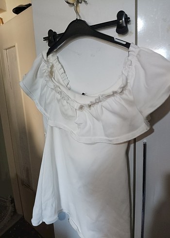 Fırfırlı Beyaz Keten Salaş elbise - Görsel 5