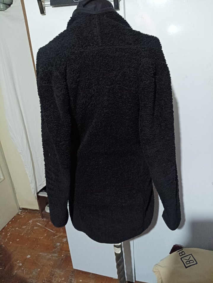 Siyah Kemerli Midi Kadın Peluş  bırnoz - Görsel 4