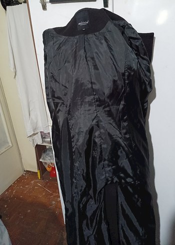 Siyah Düğmeli Uzun Kadın Kaban - Görsel 5