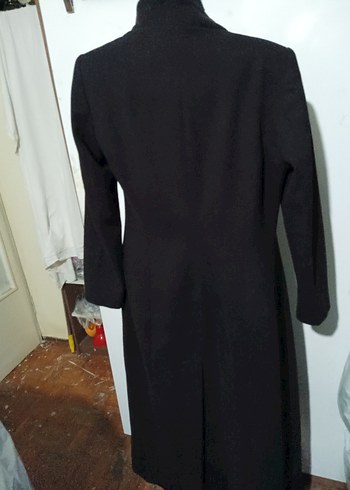 Siyah Düğmeli Uzun Kadın Kaban - Görsel 4