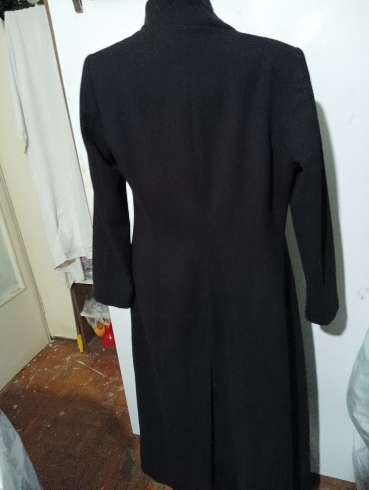 Siyah Düğmeli Uzun Kadın Kaban - Görsel 4