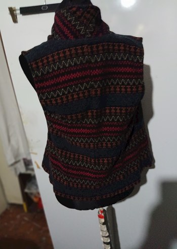 Desenli Bohem Örgü Yün Kadın Yelek - Görsel 4