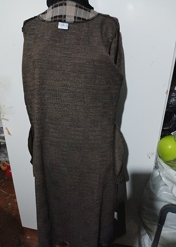 Gri Ekoseli Düğmeli Kadın Uzun elbise - Görsel 8