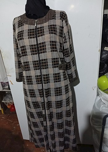 Gri Ekoseli Düğmeli Kadın Uzun elbise - Görsel 7