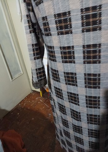 Gri Ekoseli Düğmeli Kadın Uzun elbise - Görsel 6