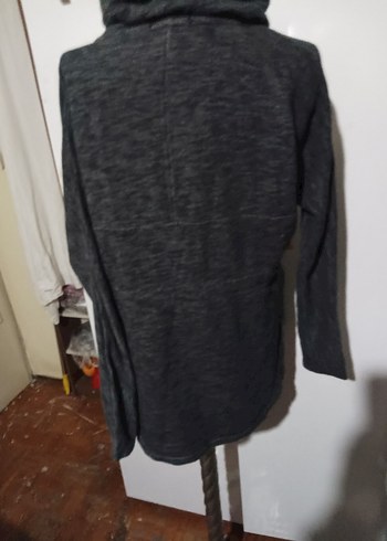 Gri Kapüşonlu Fermuarlı SWEATSHİRT - Görsel 4