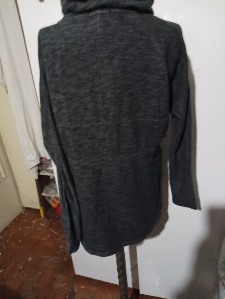 Gri Kapüşonlu Fermuarlı SWEATSHİRT - Görsel 4